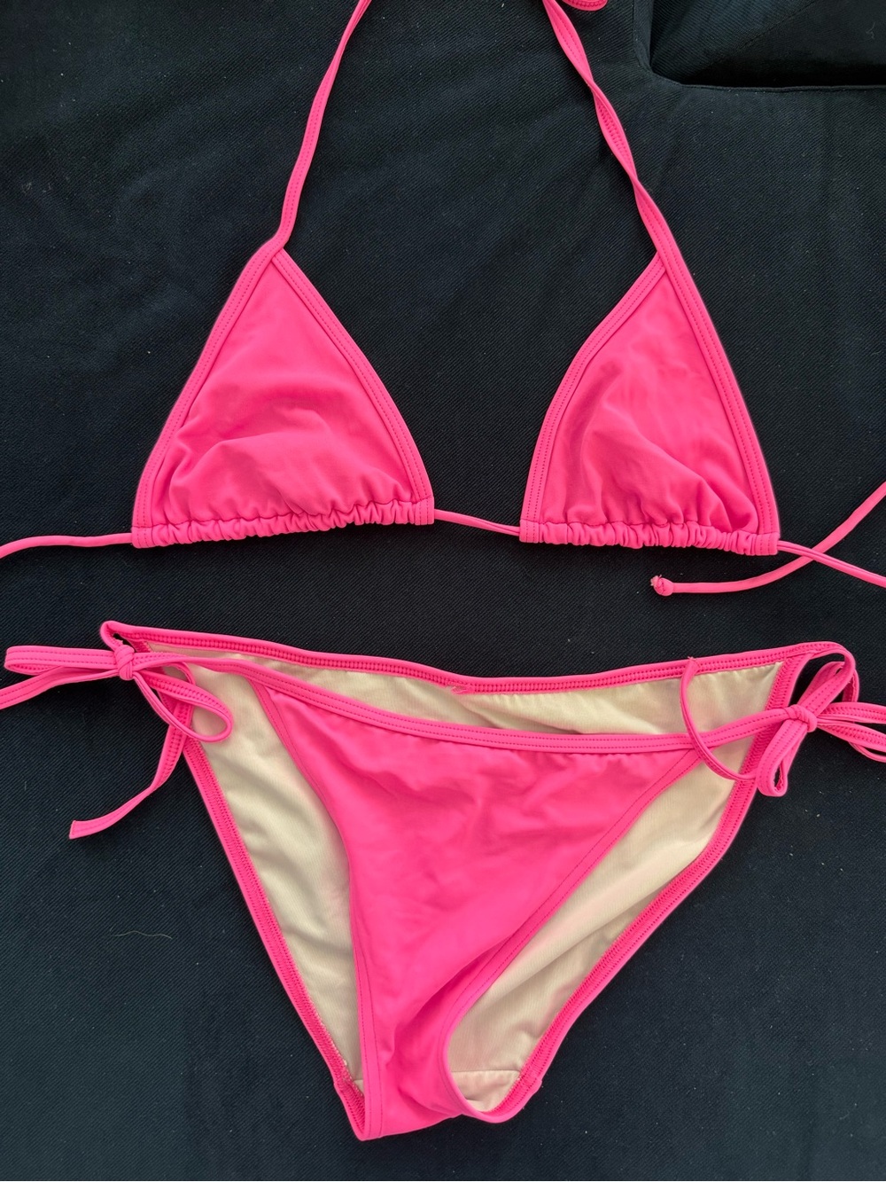 Victoria Secret Hot Pink String Triangle Bikini Set
